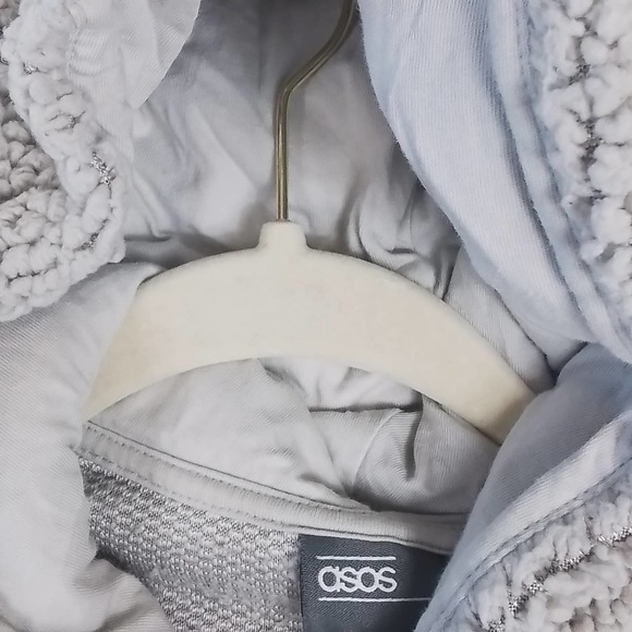 ASOS Pullover Oversized Sherpa Hoodie Size XS in Light Gray - Picture 13 of 16